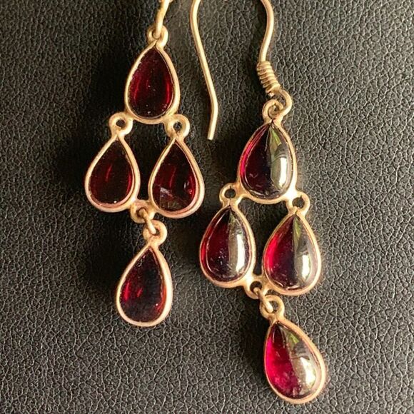 Vintage LARGE Crystal Glass Earrings, 3 PAIRS, Unmarked - Picture 5 of 5